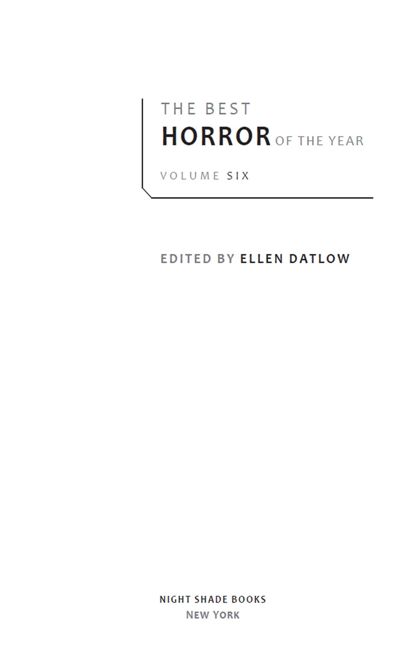 The Best Horror of the Year: Volume Six